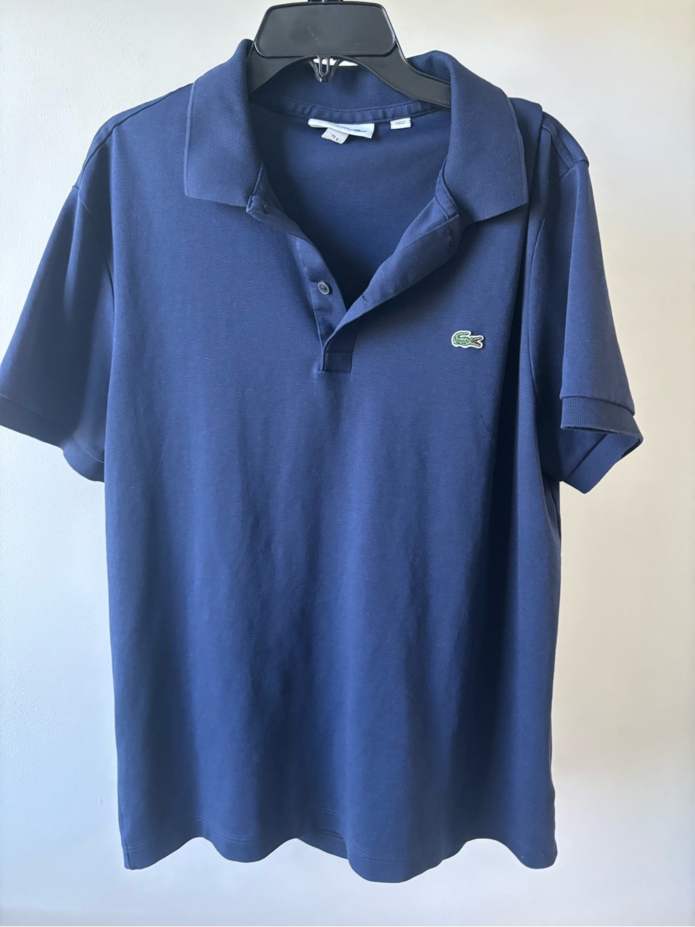 Lacoste Men's Navy Pique Polo with Green Crocodile